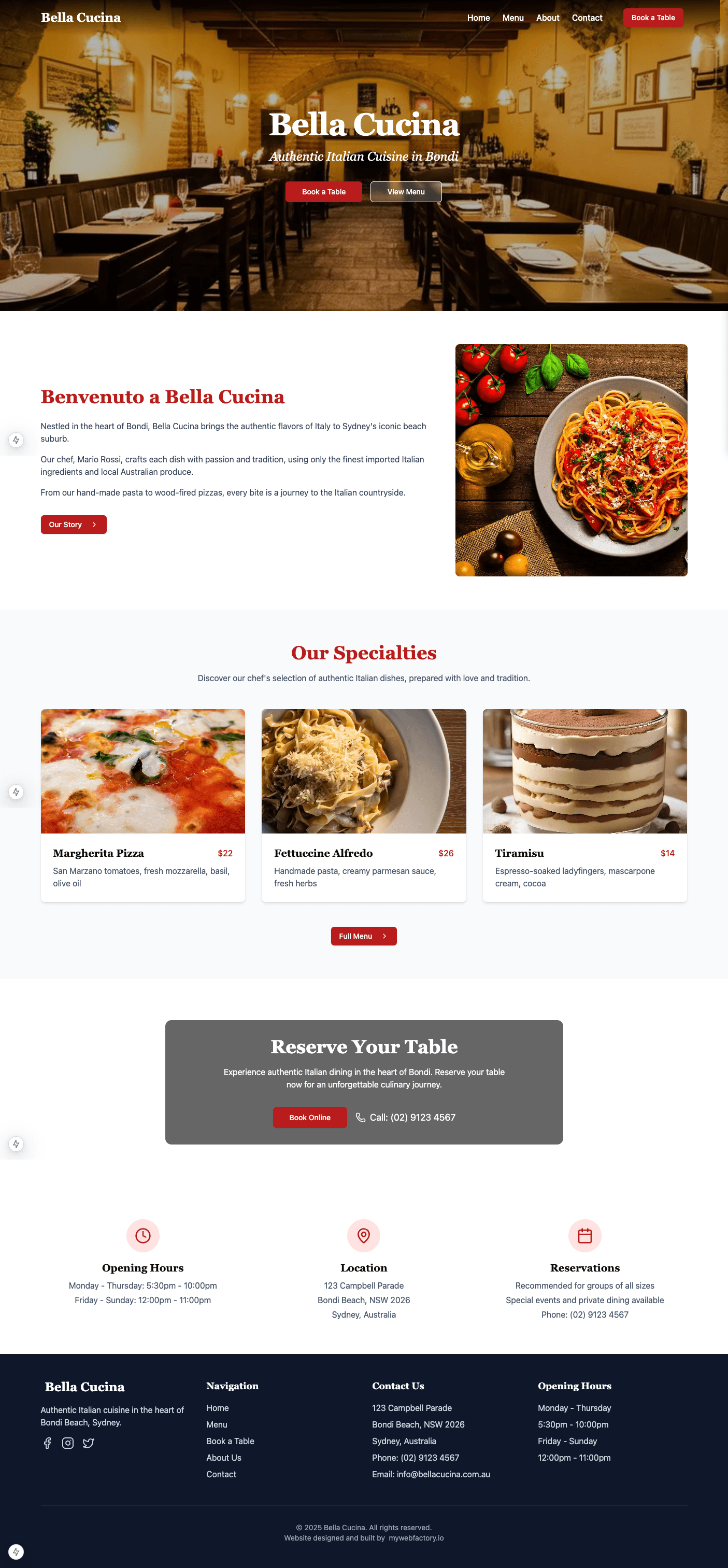 Bella Cucina website preview